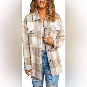 NWT Madison Huston open front wool blend women’s shacket sherpa medium.